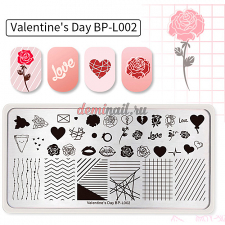 Пластина для стемпинга BornPretty Valentine's Day L002